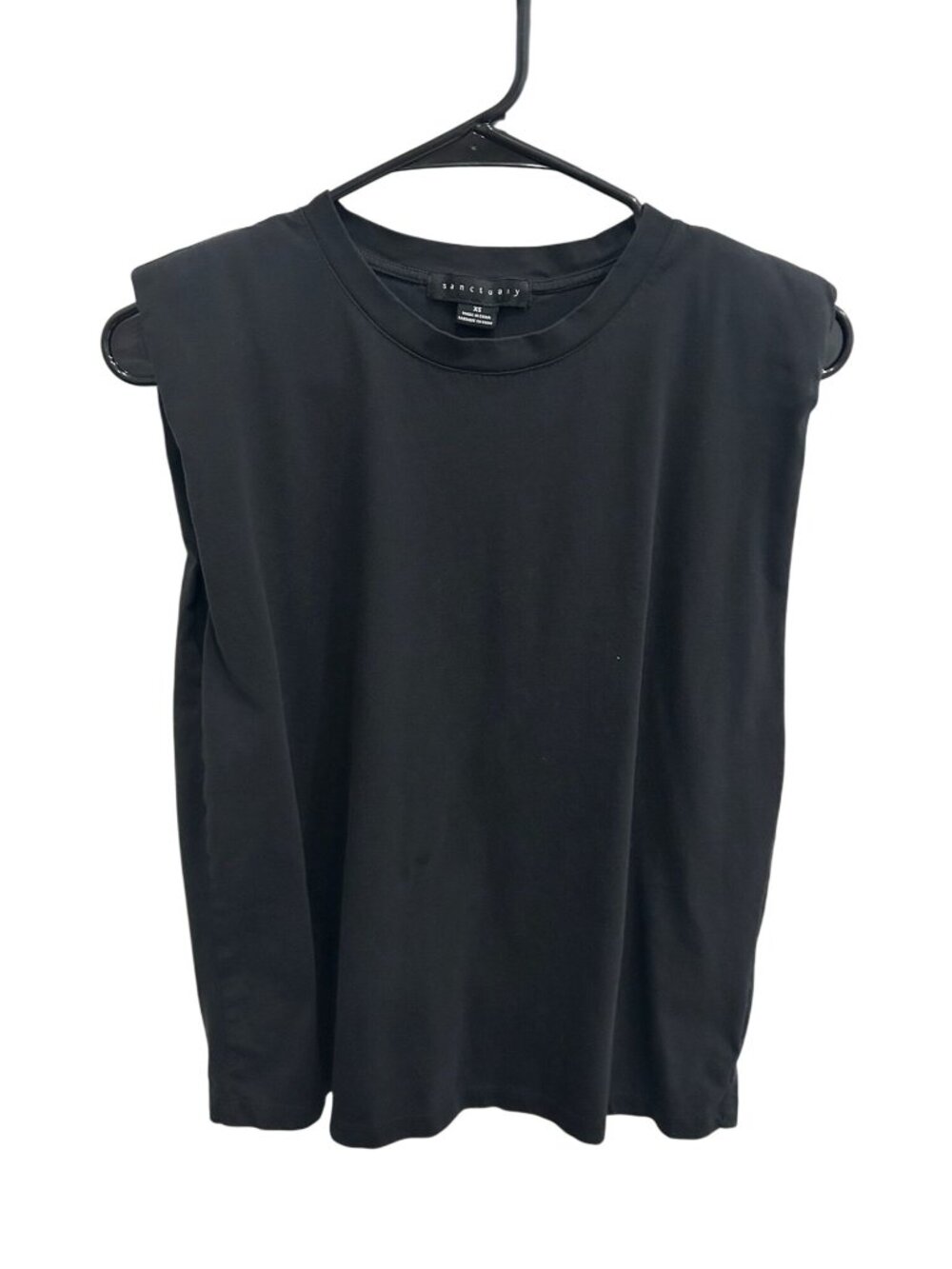 Sanctuary XS Black Muscle Crewneck Tank Top Organic Cotton Sleeveless Clean Girl